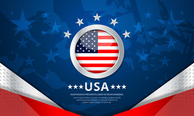 Flag of USA background for independence, veterans, labor, memorial day and other events, Vector illustration Design