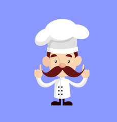 Cartoon Chef pointing finger upside Flat Vector Illustration Design