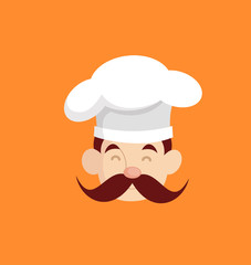 Cartoon Chef face Flat Vector Illustration Design