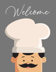 Cartoon Chef face portrait Flat Vector Illustration Design