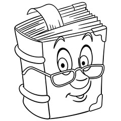 Old vintage Book. Textbook. Coloring page. Colouring picture. Coloring book. 