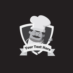 Cartoon Chef logo Flat Vector Illustration Design