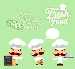 Cartoon Chef - Logo and mascots Flat Vector Illustration Design