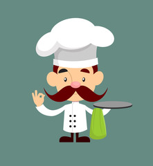 Cartoon Chef posing Flat Vector Illustration Design