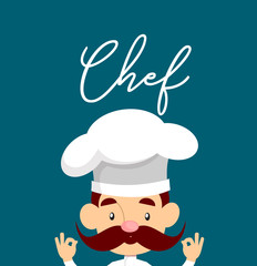 Cartoon Chef Flat Vector Illustration Design