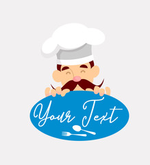 Cartoon Chef  logo template Flat Vector Illustration Design