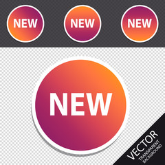 New Button - Flat Icon For Apps And Websites - Retro Hipster Vector Illustration - Isolated On Transparent Background
