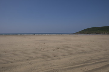 Saunton Sands beach on a sunny day in the summer. North Devon, United Kingdom