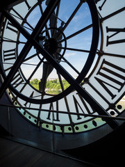 The famous glass clock in the dark room of 