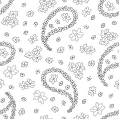 Sewing fabric with Black and white seamless paisley - CottonBee