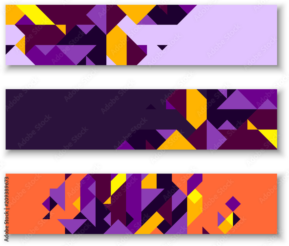 Wall mural banners with abstract colorful geometric pattern.