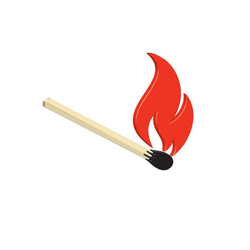 Match fire 3D icon vector