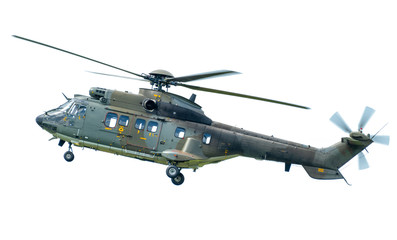 Fototapeta na wymiar AS332 Super Puma helicopter, isolated on white