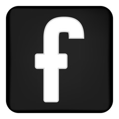 Vector image of a flat icon with the letter F of the black color. Button with the letter F.