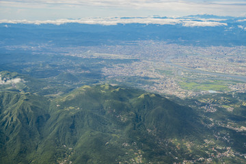 Fototapeta premium Aerial view of the beautiful Taipei City