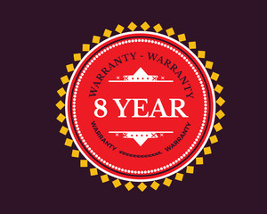 8 years  warranty icon stamp