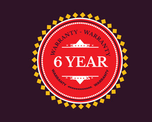 6 years  warranty icon stamp