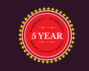 5 years warranty icon stamp