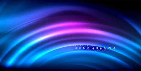 Neon glowing wave, magic energy and light motion background