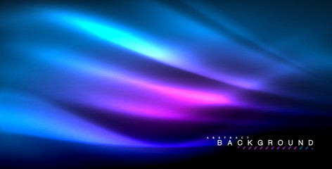 Fototapeta premium Neon glowing wave, magic energy and light motion background