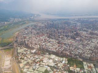 Naklejka premium Aerial view of the beautiful Taipei City