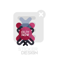 Flat design cross shape geometric sticker icon, paper style design with buy now sample text, for business or web presentation, app or interface buttons