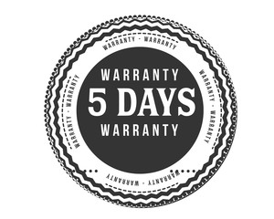 5 days warranty icon stamp