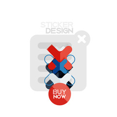 Flat design cross shape geometric sticker icon, paper style design with buy now sample text, for business or web presentation, app or interface buttons