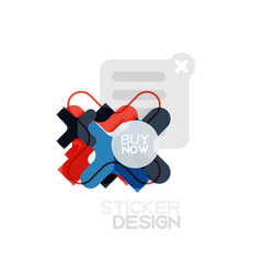 Flat design cross shape geometric sticker icon, paper style design with buy now sample text, for business or web presentation, app or interface buttons