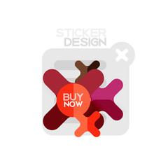 Flat design cross shape geometric sticker icon, paper style design with buy now sample text, for business or web presentation, app or interface buttons