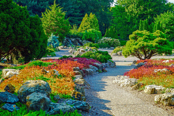 Colorful Japanese garden near Lake Harriet in Minneapolis, Minnesota