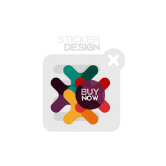 Flat design cross shape geometric sticker icon, paper style design with buy now sample text, for business or web presentation, app or interface buttons