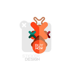 Flat design cross shape geometric sticker icon, paper style design with buy now sample text, for business or web presentation, app or interface buttons