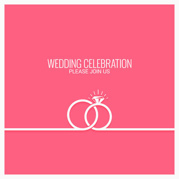 wedding rings line concept vector background