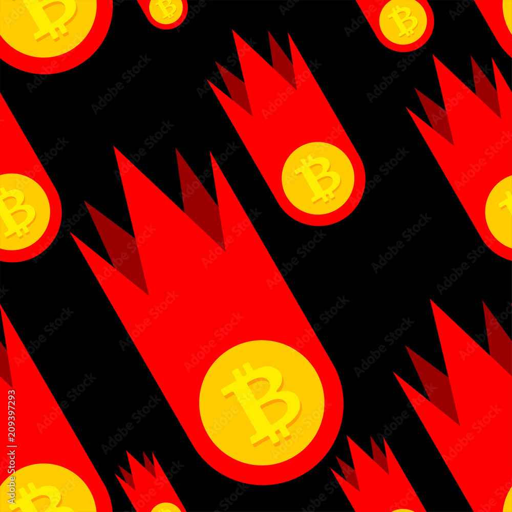 Poster falling bitcoin price pattern. decrease in value of crypto currency. background vector illustration.