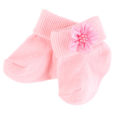 Pair of pink baby girl socks isolated