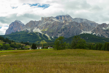 view of Dolomites mountains - UNESCO natural heritage