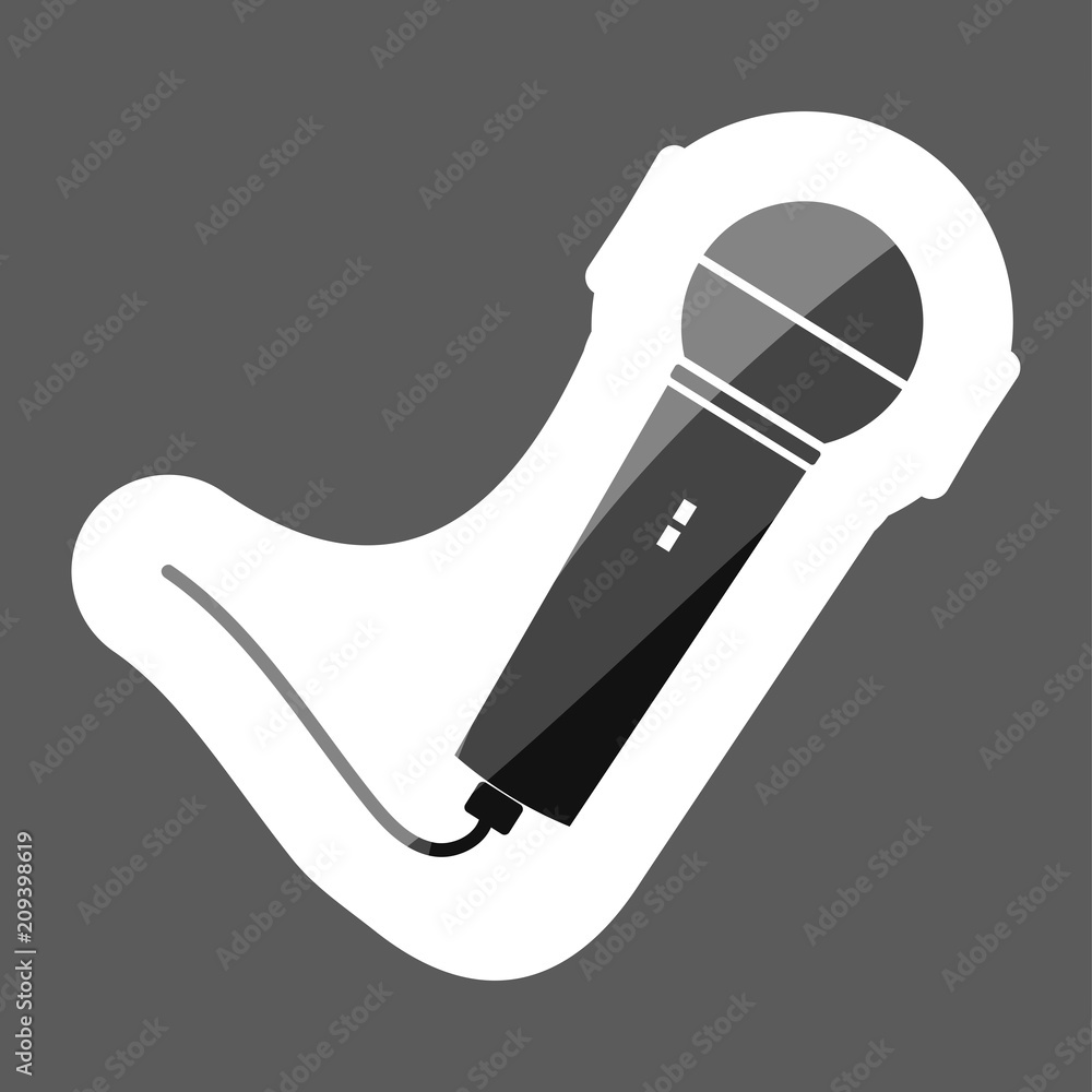 Poster vector image of microphone. vector karaoke icon colored sticker. layers grouped for easy editing ill