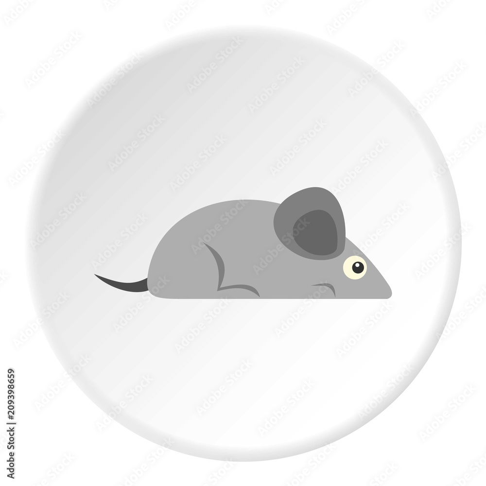Poster gray mouse icon in flat circle isolated on white background vector illustration for web
