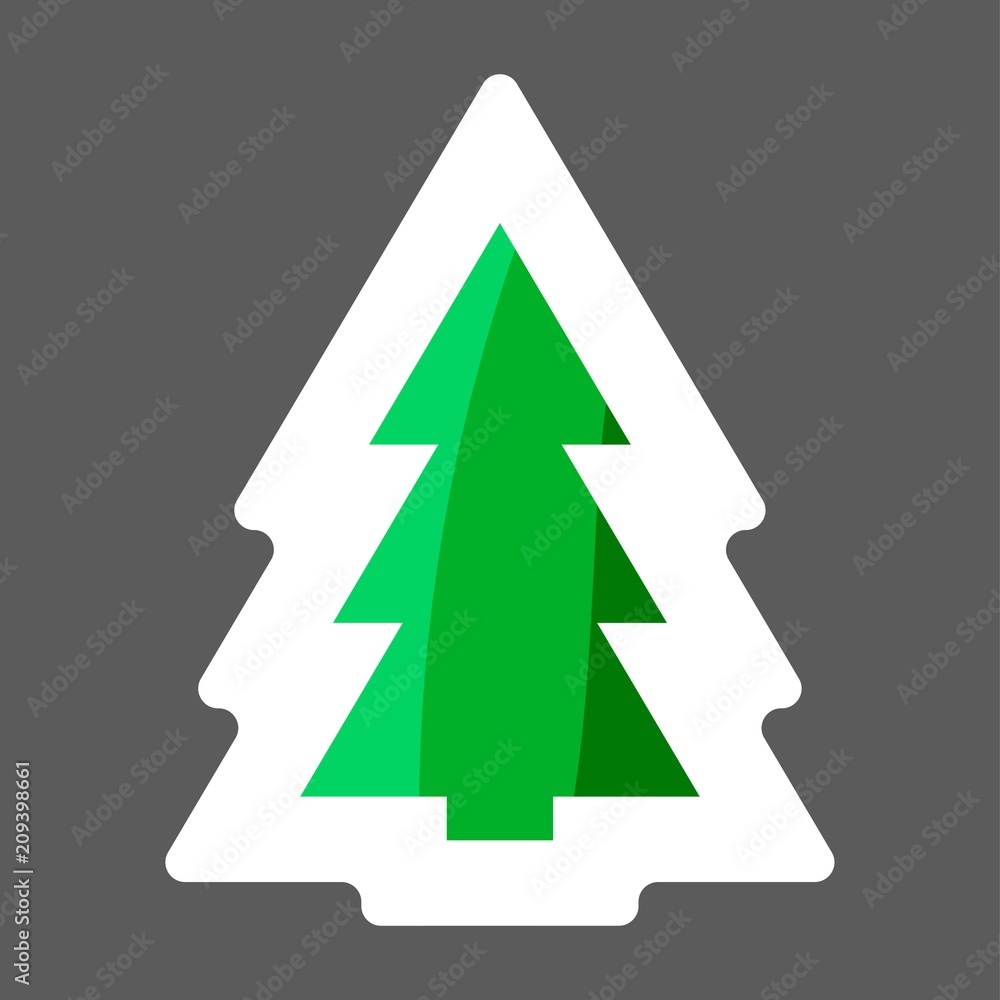 Poster vector image of christmas tree, fir-tree. vector icon colored sticker. layers grouped for easy editi