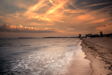 Dramatic sunset on the sea