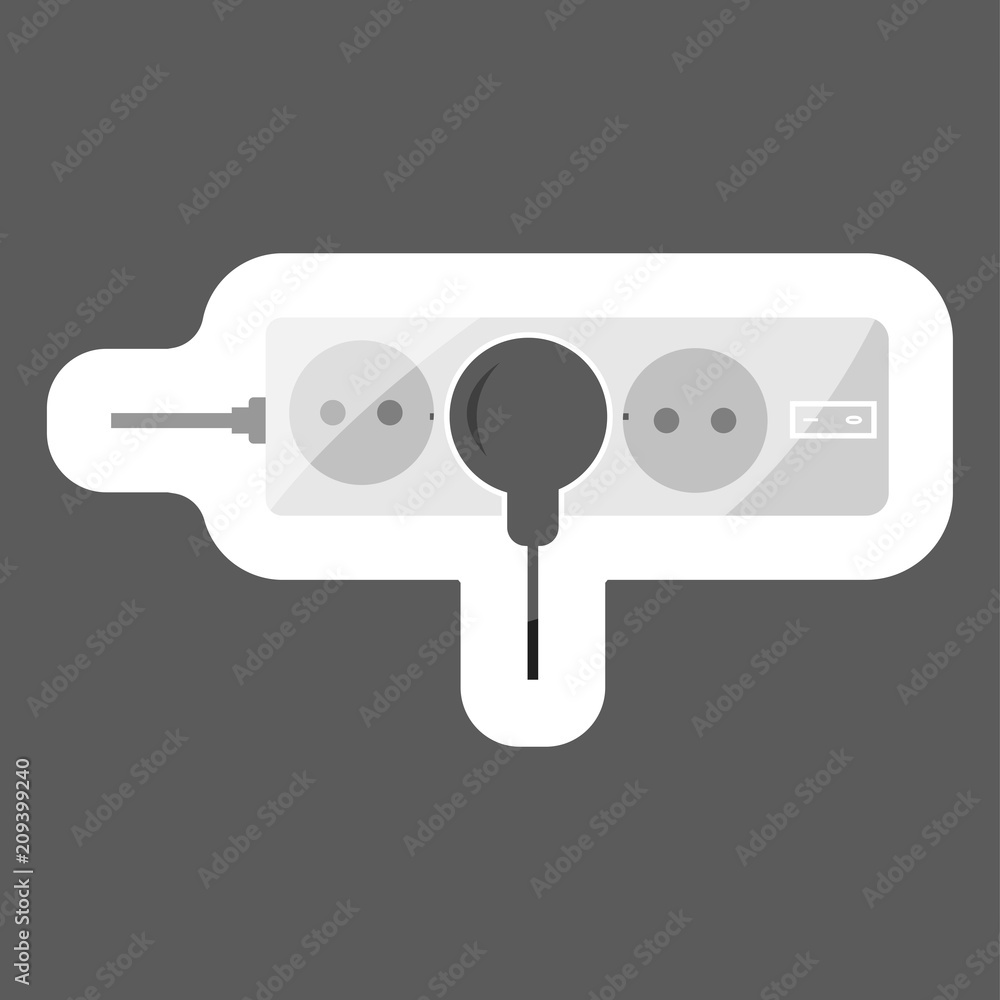 Poster vector icon sockets and plugs. an extension cord the socket. vector icon colored sticker. layers gro