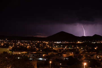 Lightning strike at night in Windhoek, Namibia, Africa