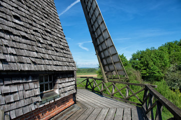 Upper floor of historic windmill in Germany
