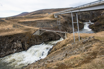 bridges crossing river Gilsa in East Iceland