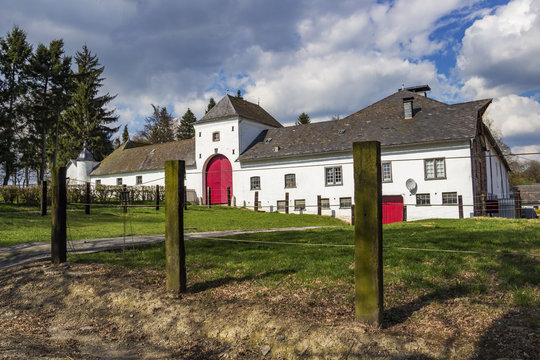 Castle of Wallerode, East Belgium against overcast sky
