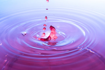 Red drop on water surface