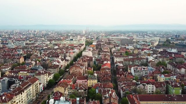 Aerial view of downtown Sofia Bulgaria with amazing red roofs