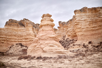 Eroded limestone stack or pillar in Castle Rock