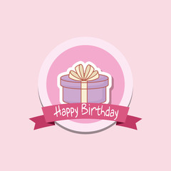 happy birthday frame with gift box vector illustration design